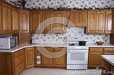 Kitchen Colors   Cabinets on Stock Images  Modern Home Kitchen  Stove  Oak Cabinets Interior
